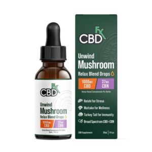 CBDFx Unwind Mushroom Tincture + CBN + CBD, 1000mg